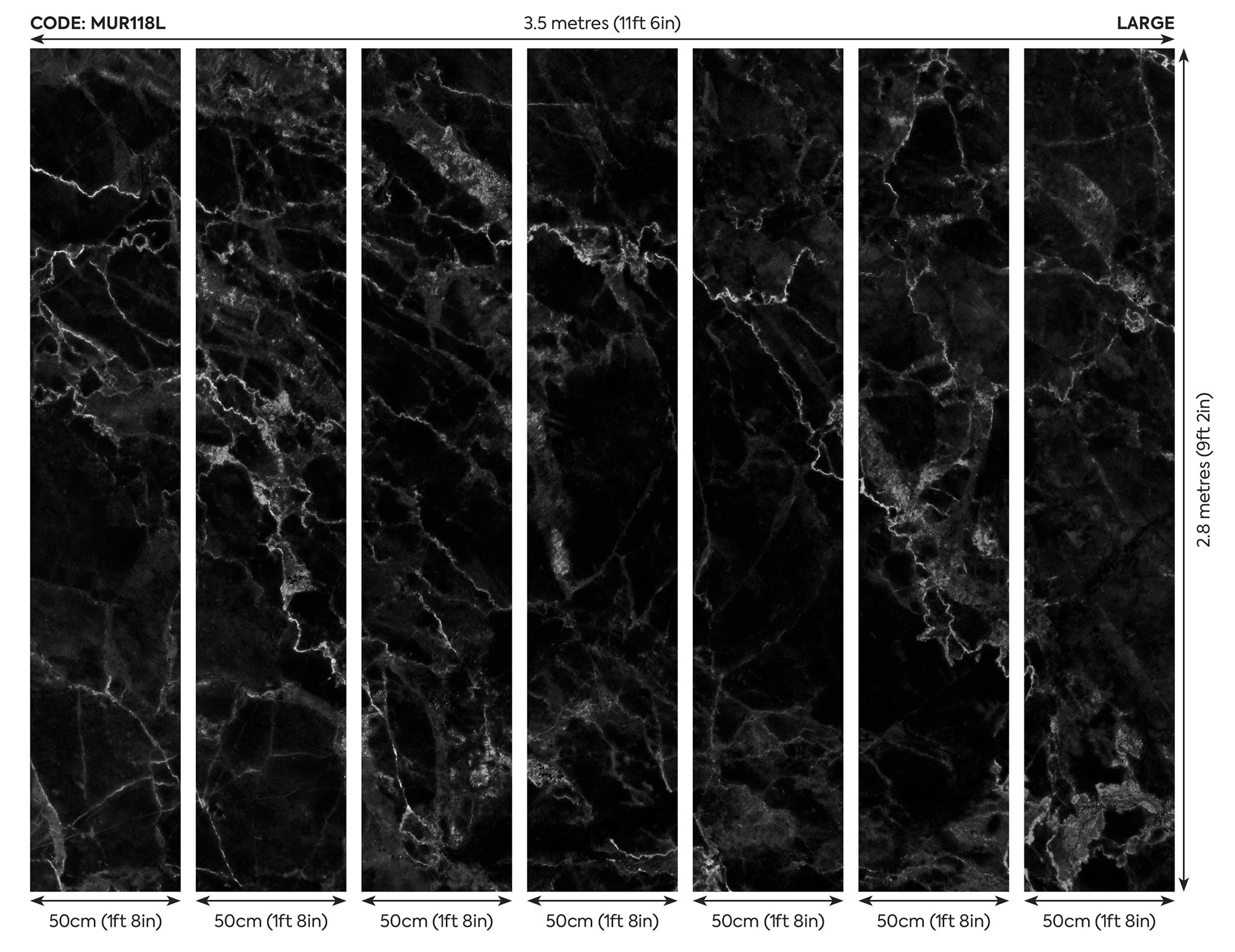 Marble Black Mural (Large) by Origin Murals