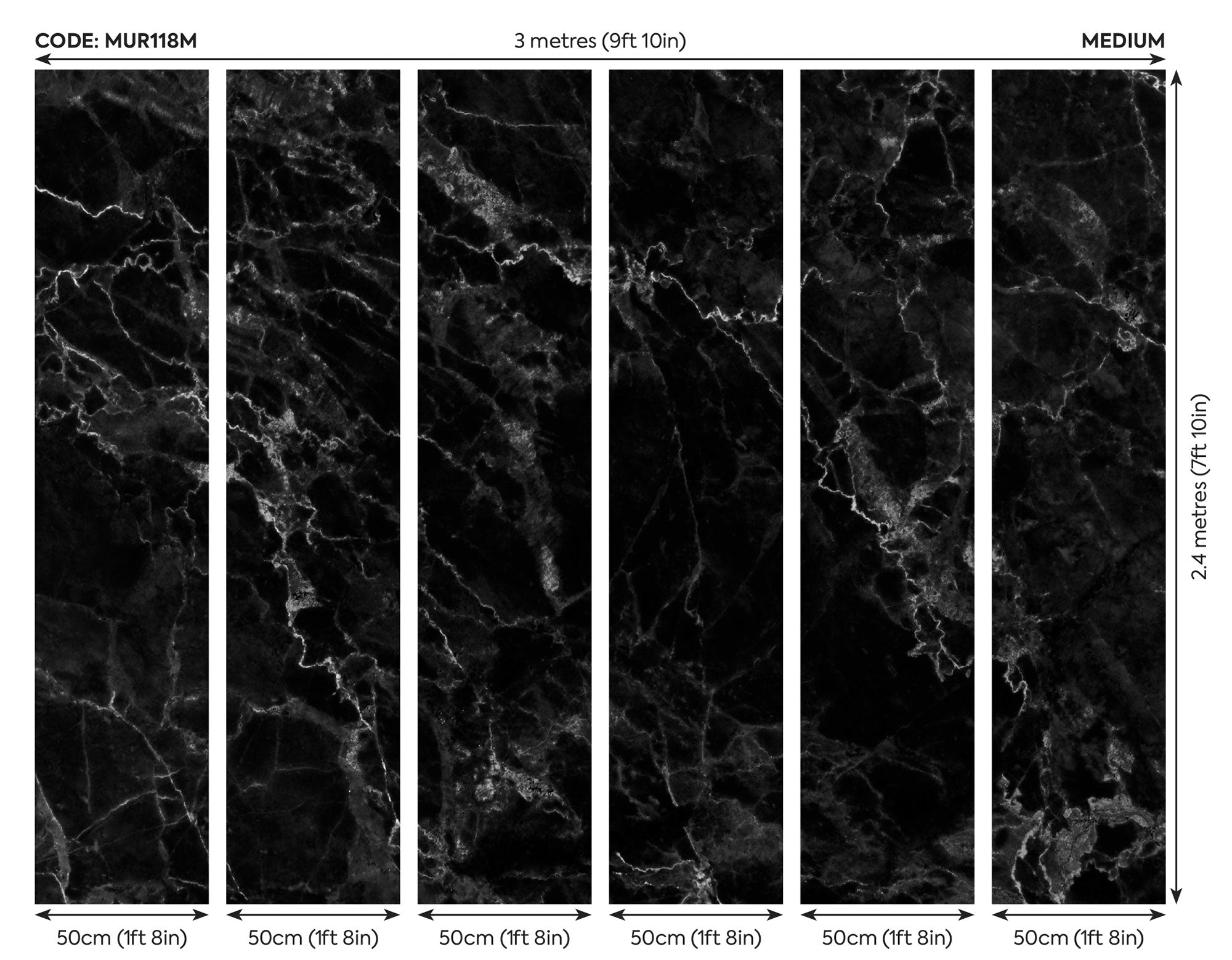 Marble Black Mural (Medium) by Origin Murals