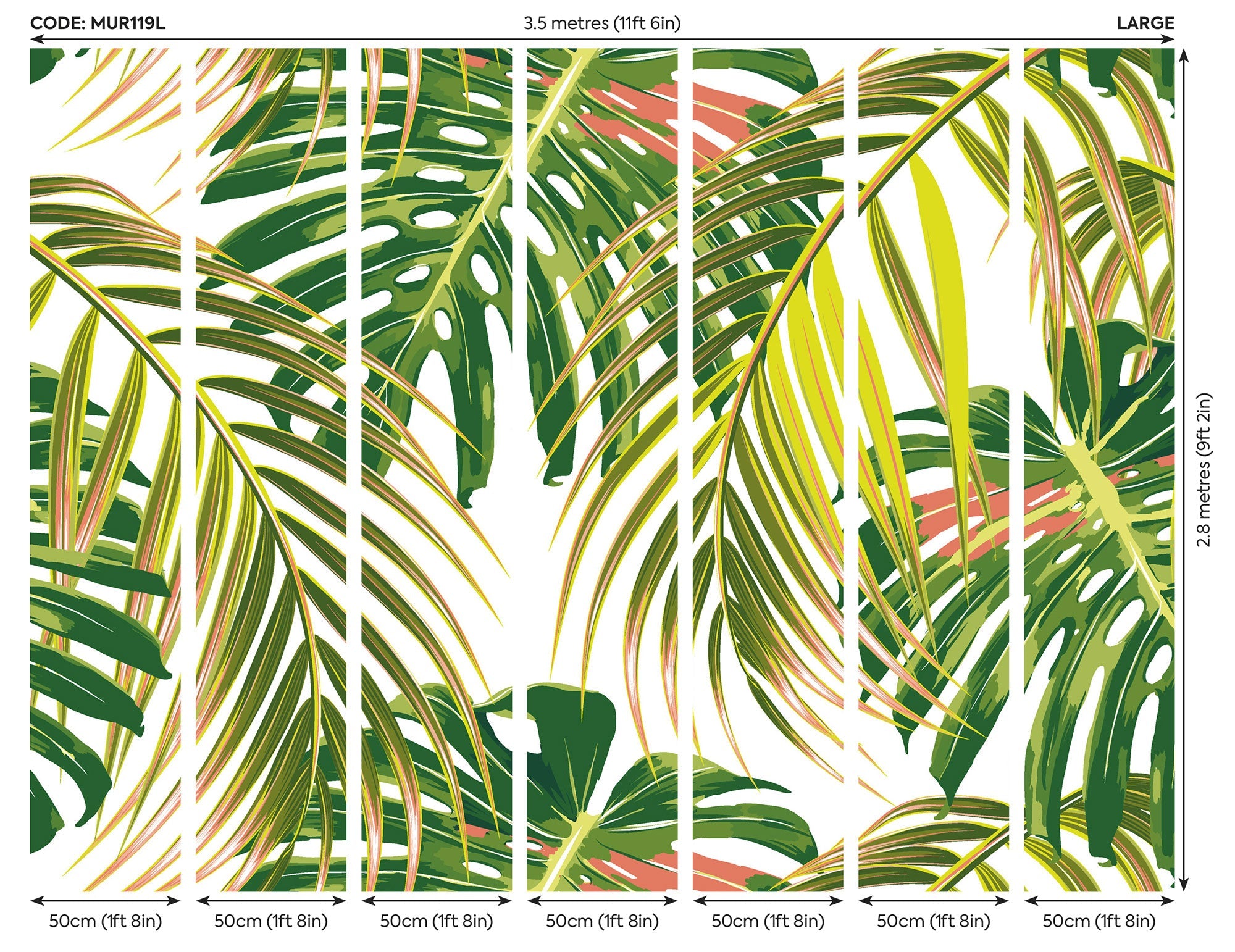 Tropical Leaves Citrus Mural (Large) by Origin Murals