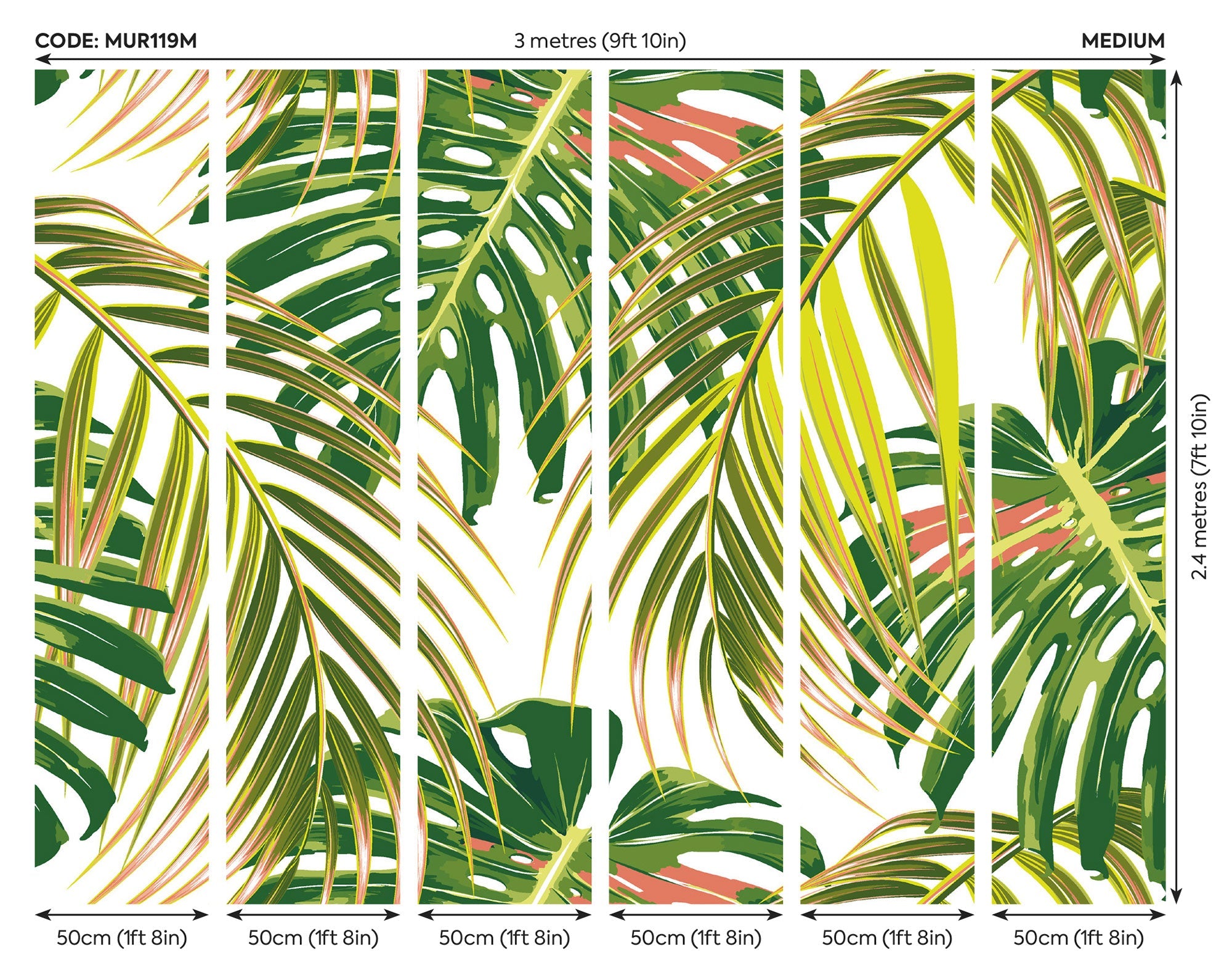 Tropical Leaves Citrus Mural (Medium) by Origin Murals