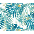 Tropical Leaves Teal Mural (Large) by Origin Murals