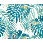 Tropical Leaves Teal Mural (Large) by Origin Murals
