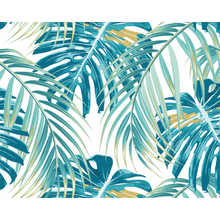 Tropical Leaves Teal Mural (Large) by Origin Murals
