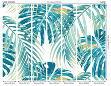 Tropical Leaves Teal Mural (Large) by Origin Murals