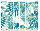 Tropical Leaves Teal Mural (Medium) by Origin Murals