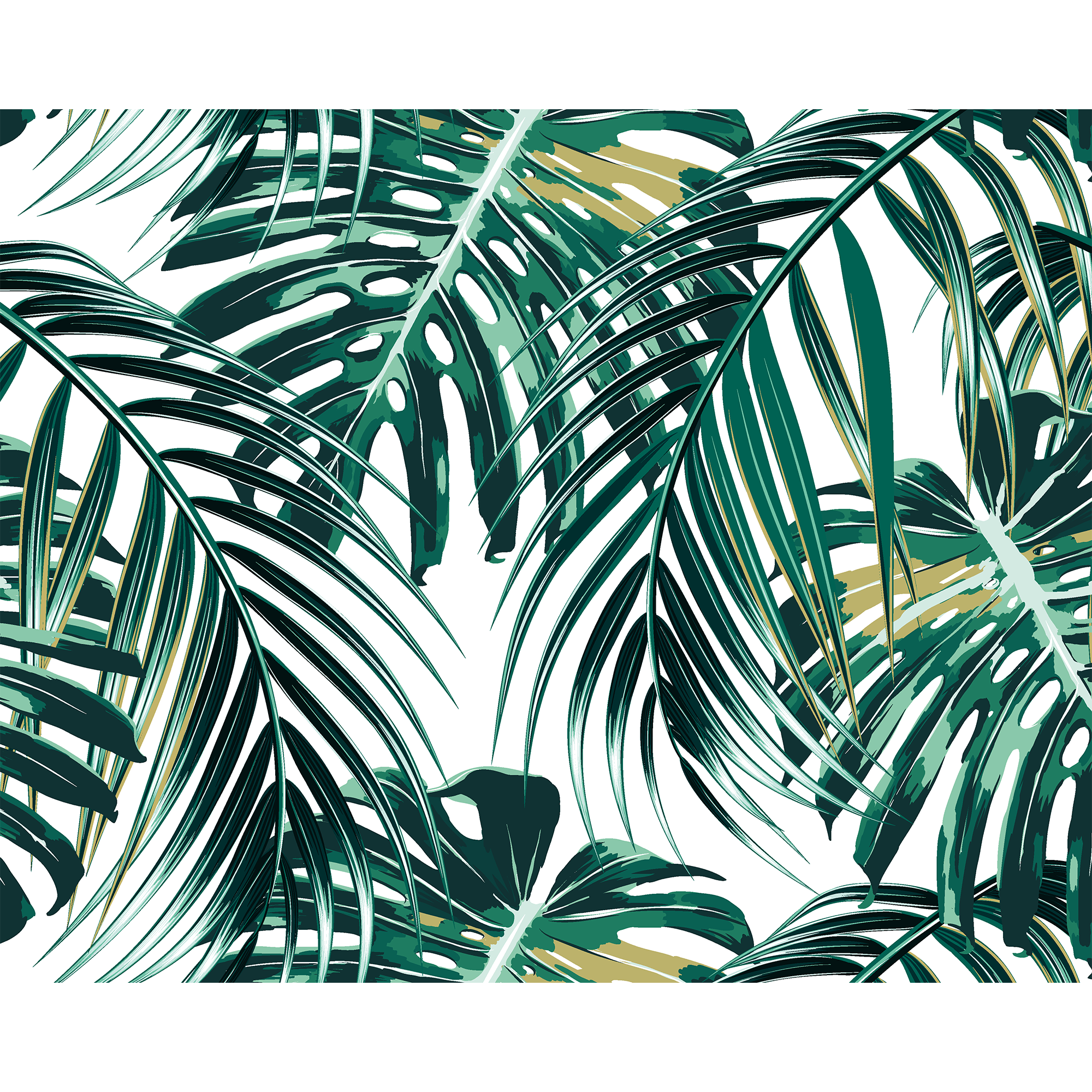 Tropical Leaves Emerald Mural (Large) by Origin Murals