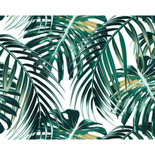 Tropical Leaves Emerald Mural (Large) by Origin Murals