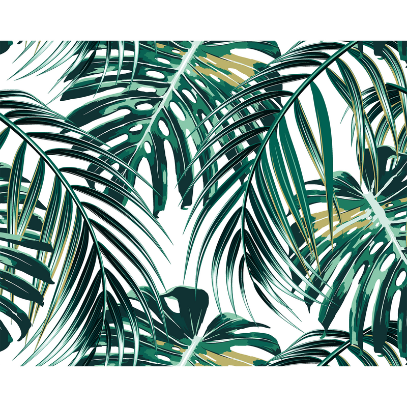 Tropical Leaves Emerald Mural (Medium) by Origin Murals