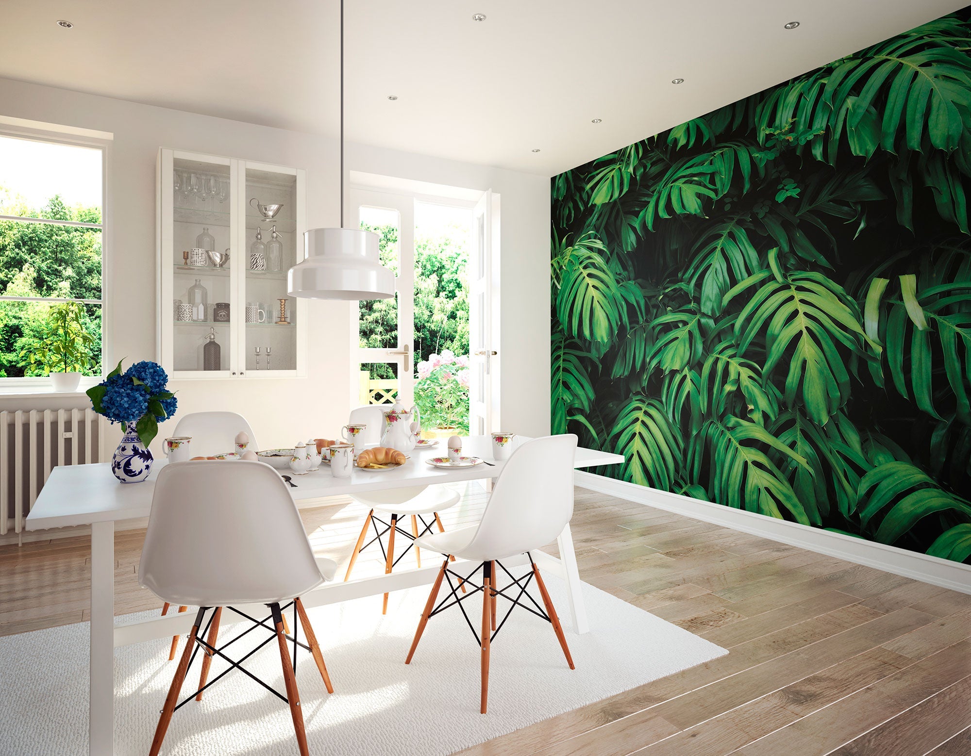 Rainforest Leaves Emerald Mural (Medium) by Origin Murals