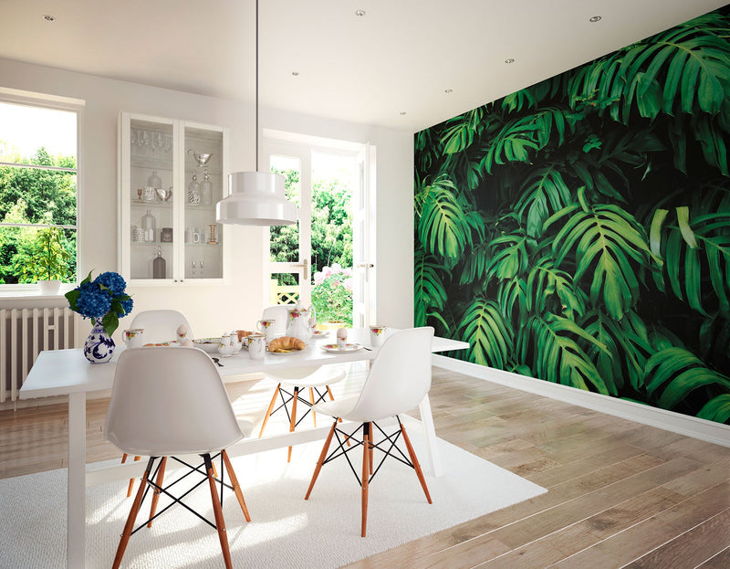 Rainforest Leaves Emerald Mural (Medium) by Origin Murals