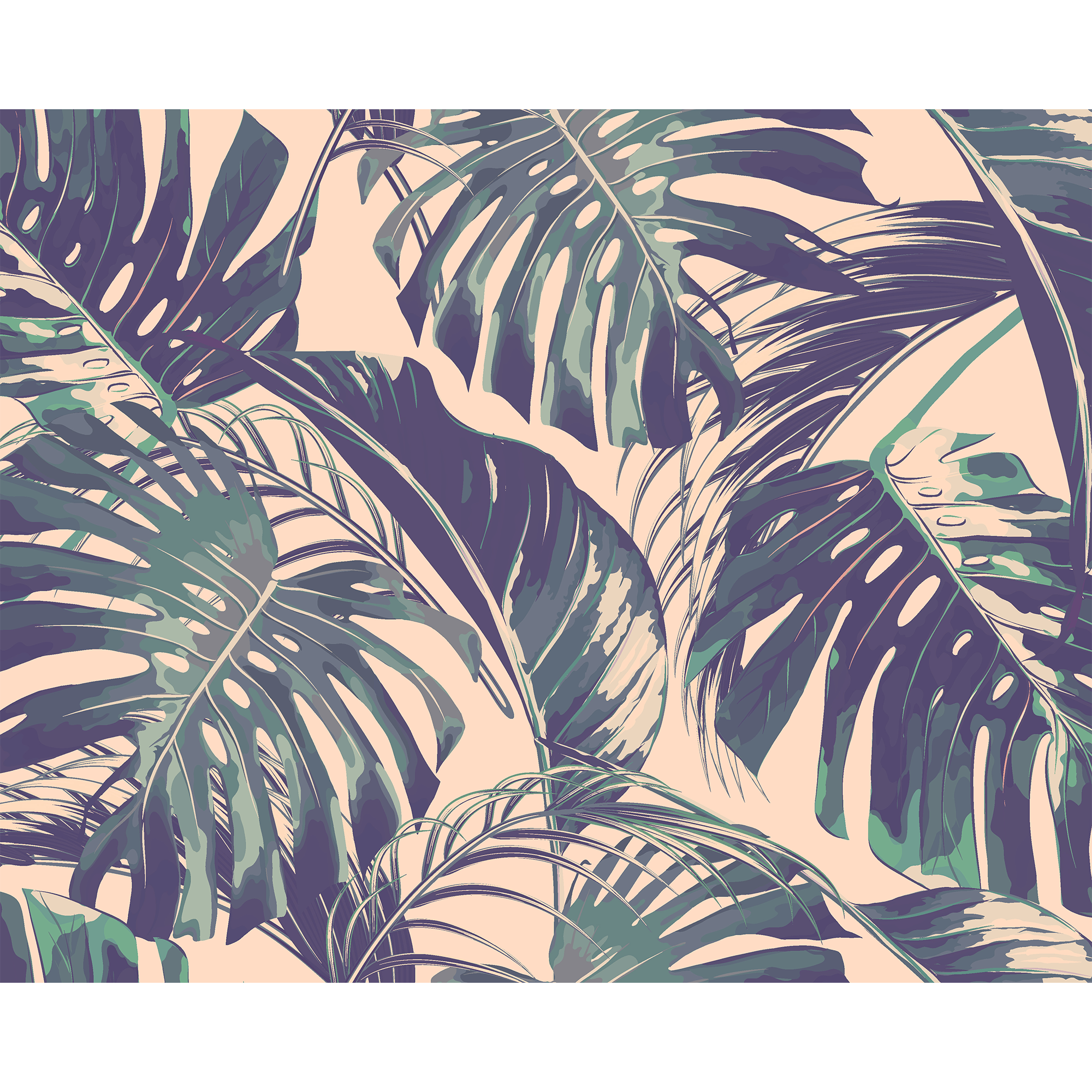 Palm Leaves Blush & Jade Mural (Medium) by Origin Murals