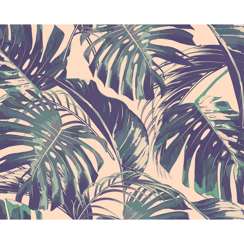 Palm Leaves Blush & Jade Mural (Medium) by Origin Murals