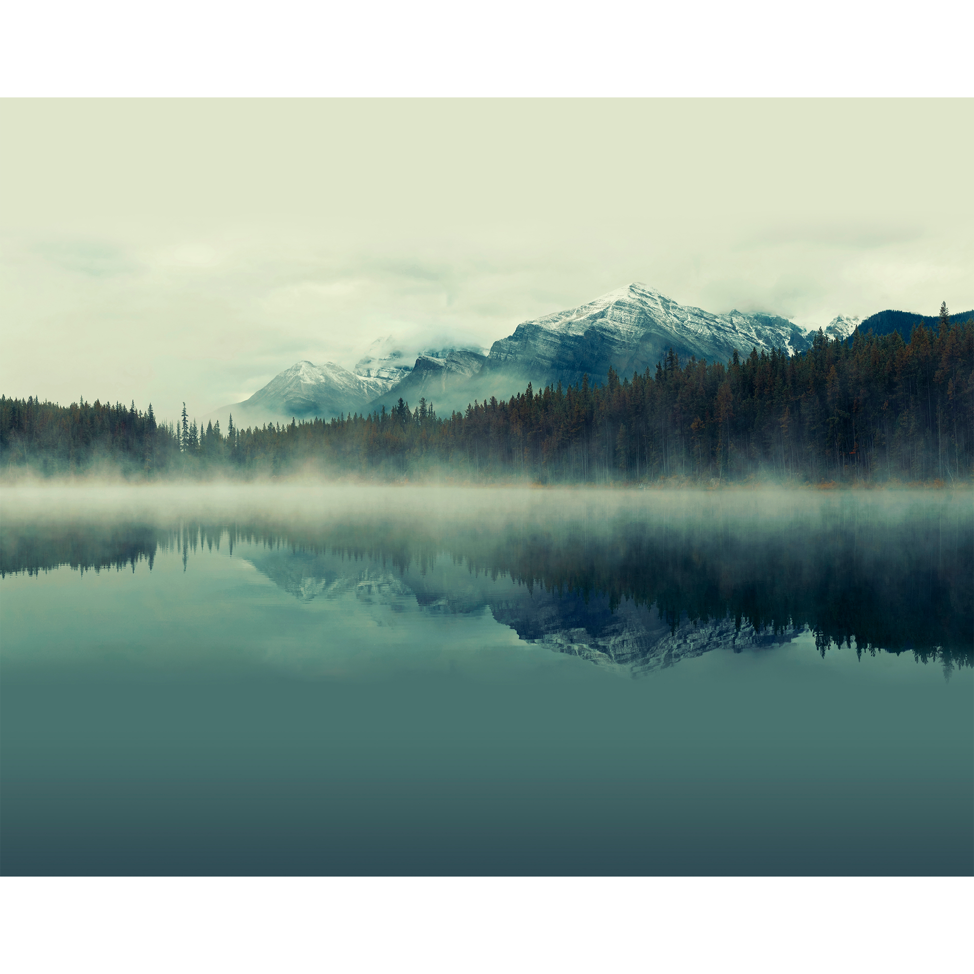 Misty Mountain Lake Ink Mural (Large) by Origin Murals