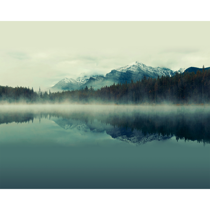 Misty Mountain Lake Ink Mural (Large) by Origin Murals