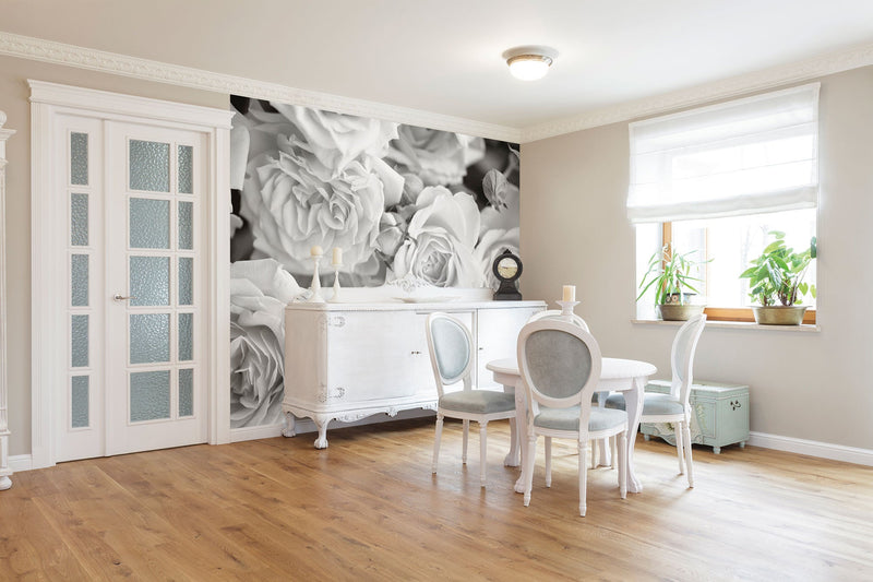 Petals Dove Grey Mural (Medium) by Origin Murals