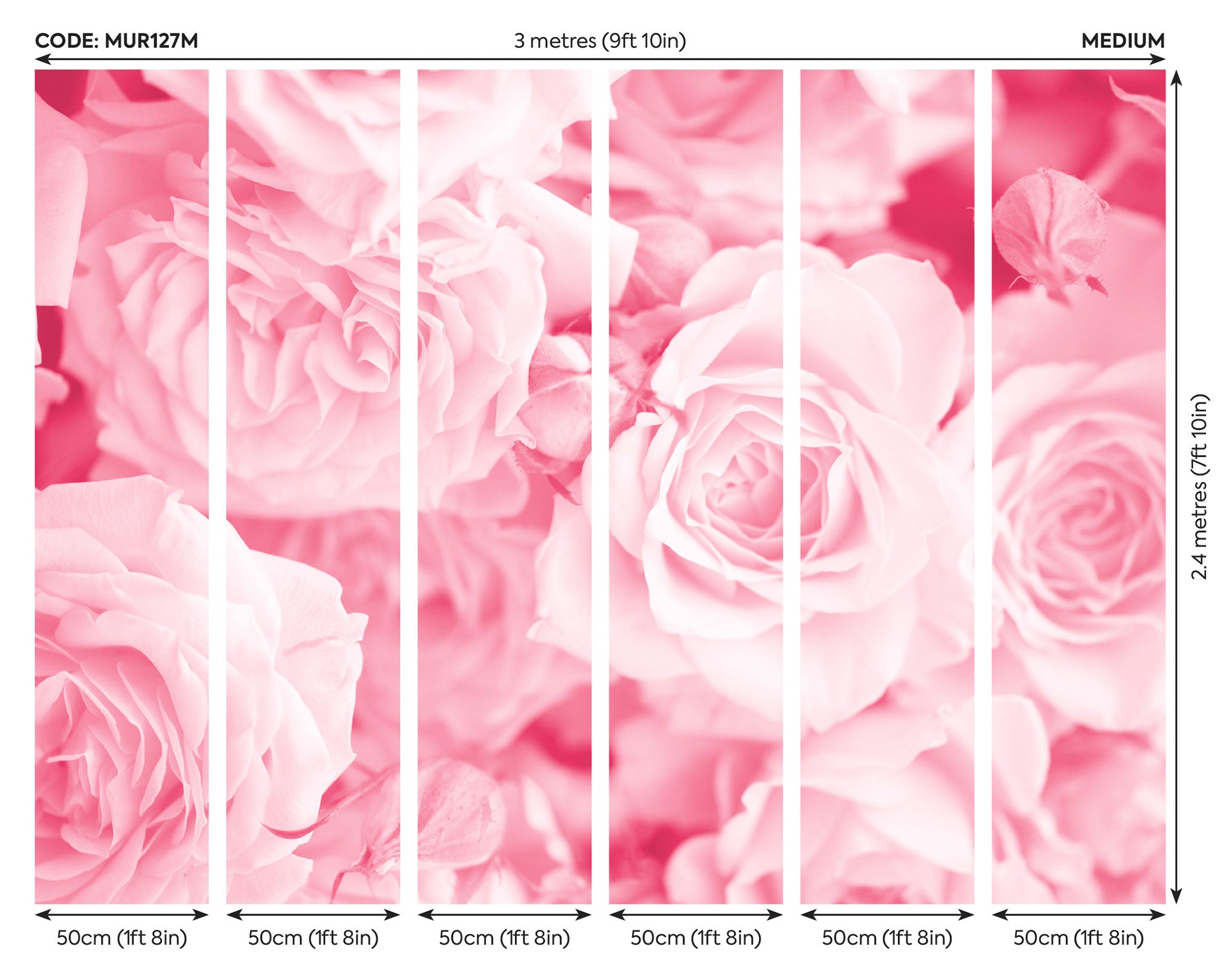 Petals Rose Pink Mural (Medium) by Origin Murals