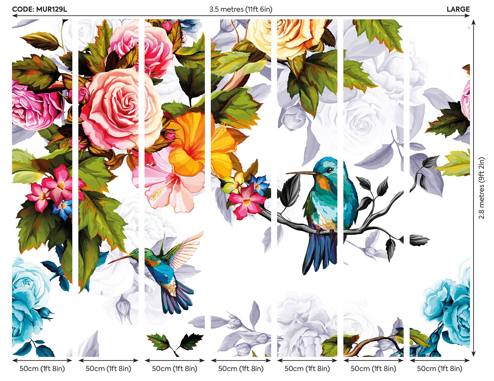 Hummingbird Garden Multi Mural (Large) by Origin Murals