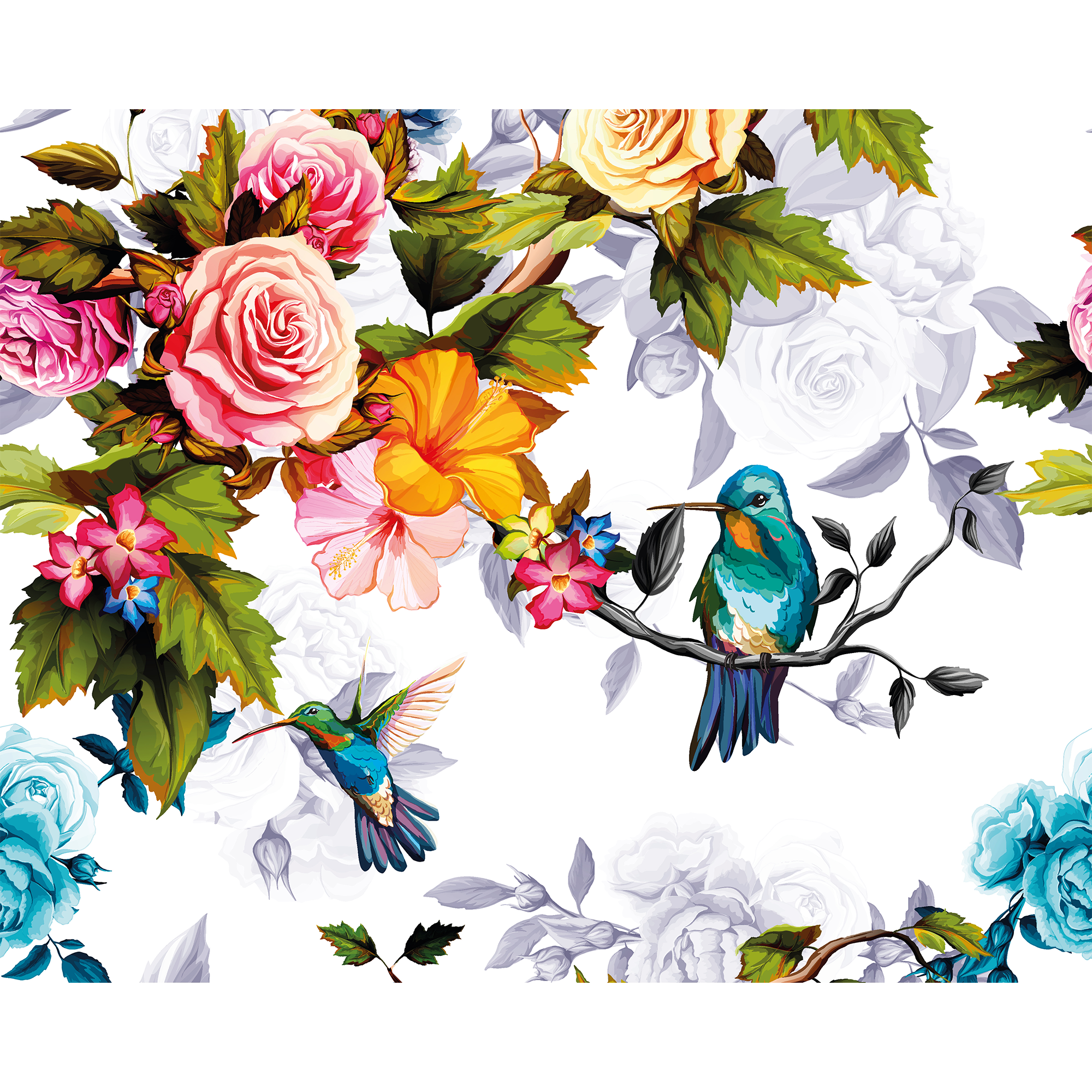 Hummingbird Garden Multi Mural (Medium) by Origin Murals