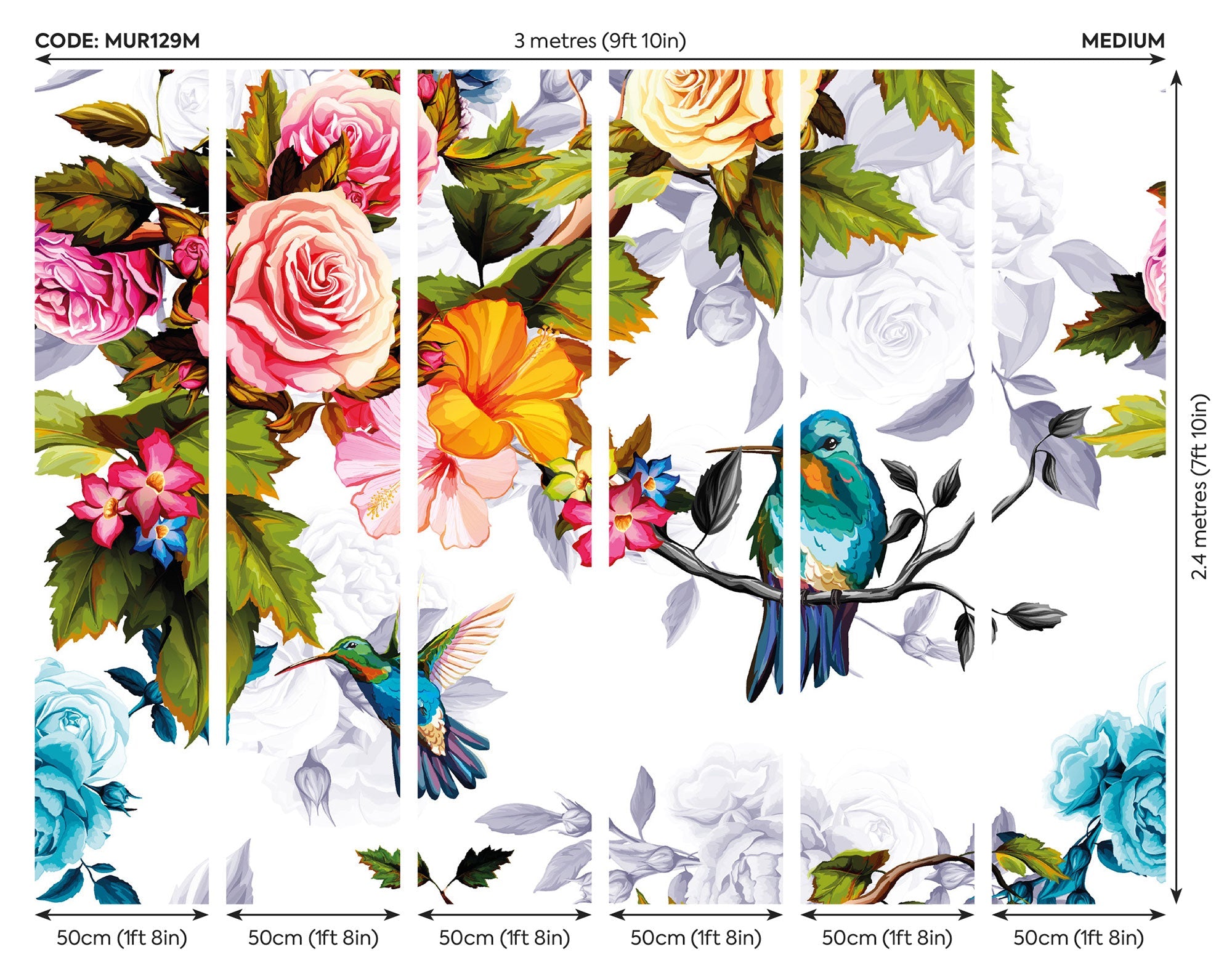Hummingbird Garden Multi Mural (Medium) by Origin Murals