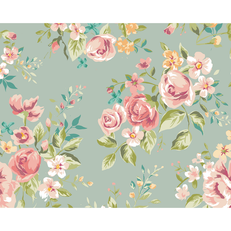 Flowery Duck Egg Mural (Medium) by Origin Murals