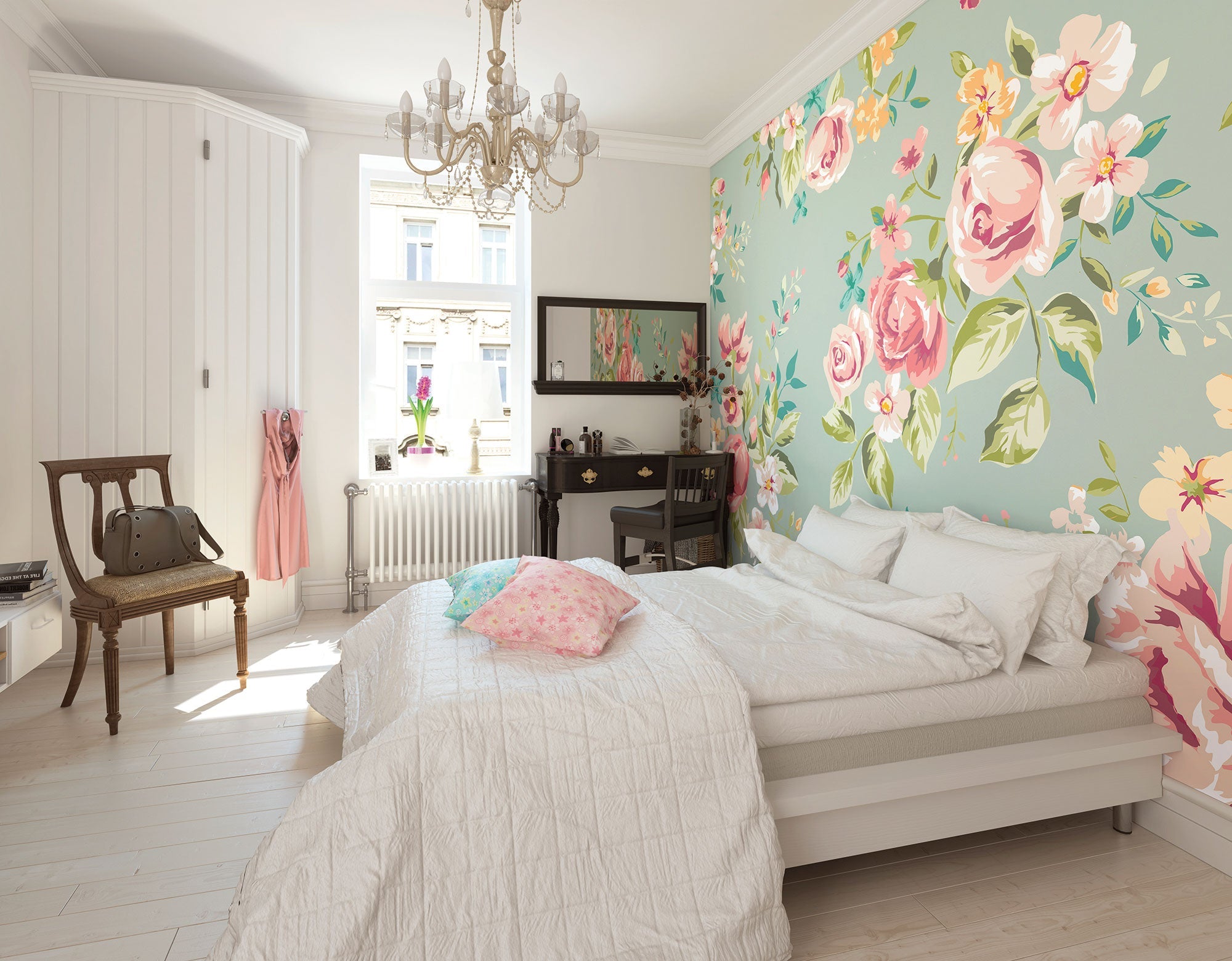 Flowery Duck Egg Mural (Medium) by Origin Murals