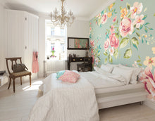 Flowery Duck Egg Mural (Medium) by Origin Murals