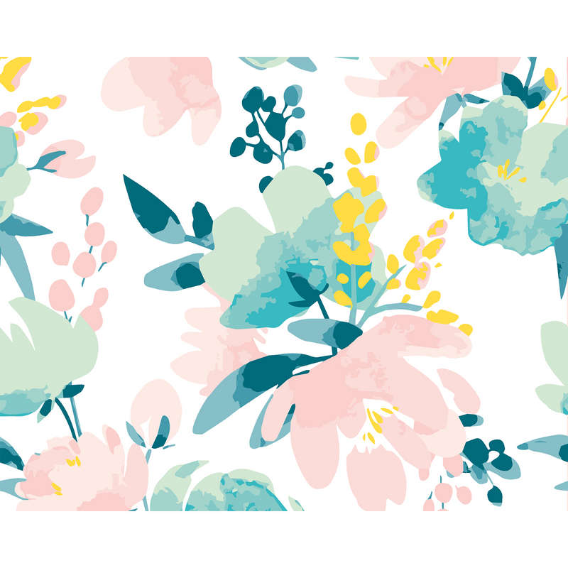 Graphic Flower Blush & Jade Mural (Large) by Origin Murals