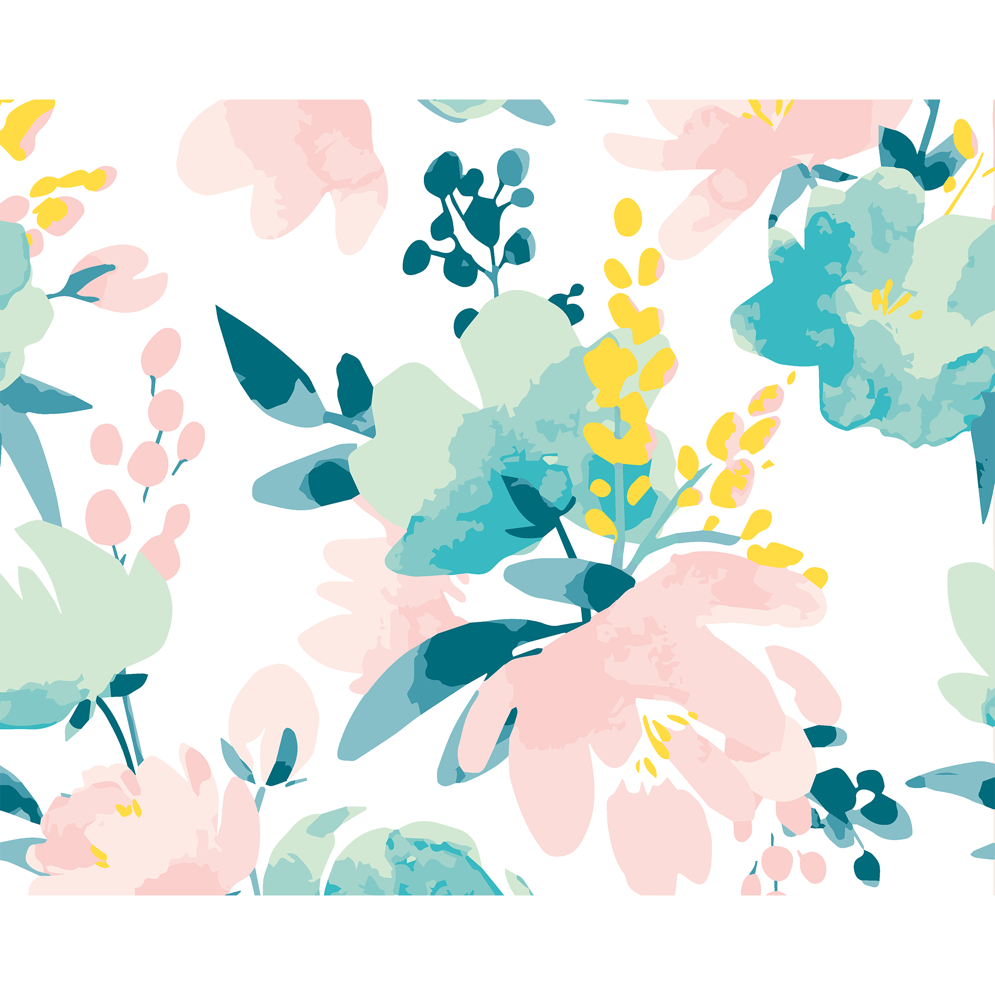 Graphic Flower Blush & Jade Mural (Medium) by Origin Murals