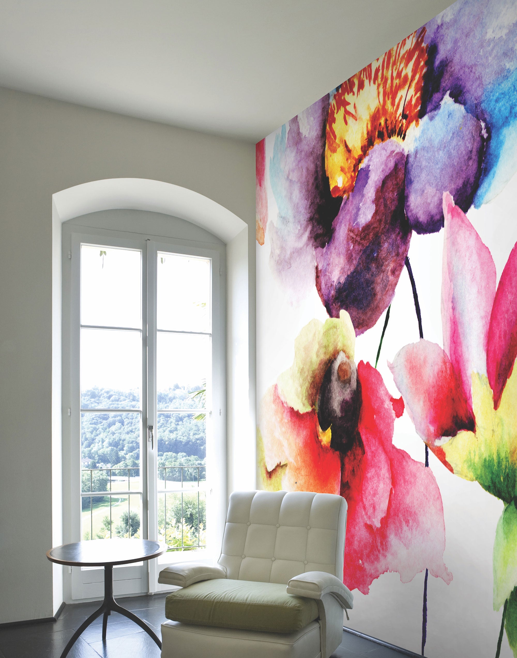 Watercolour Flora Multi Bright Mural (Large) by Origin Murals