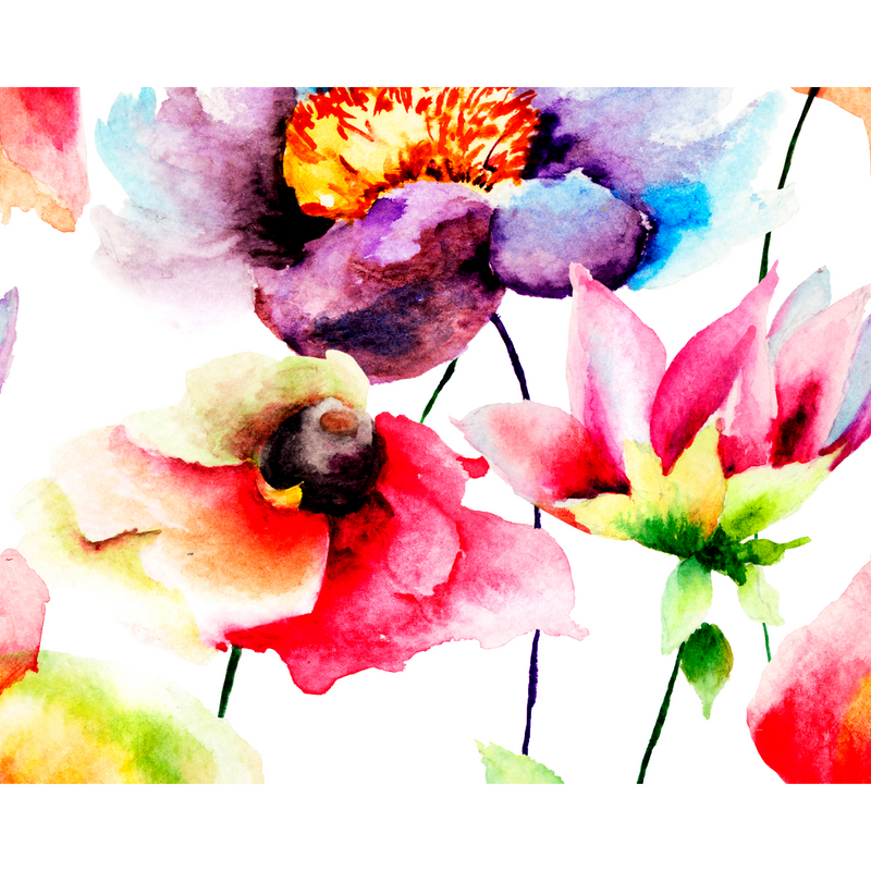 Watercolour Flora Multi Bright Mural (Medium) by Origin Murals