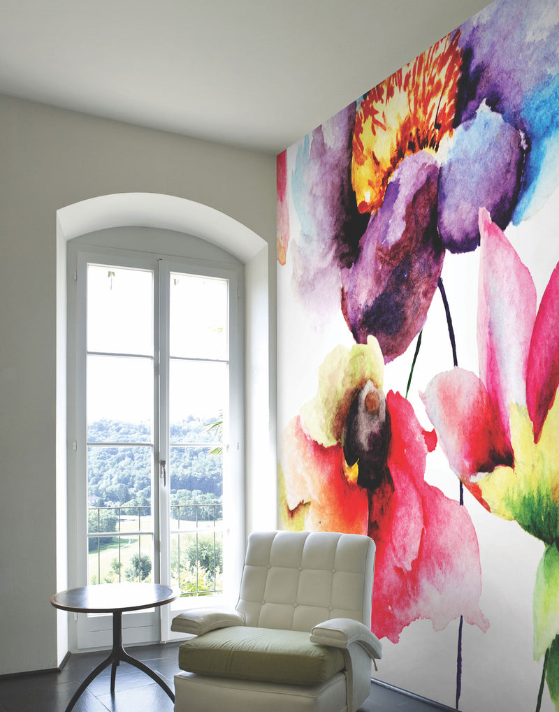 Watercolour Flora Multi Bright Mural (Medium) by Origin Murals