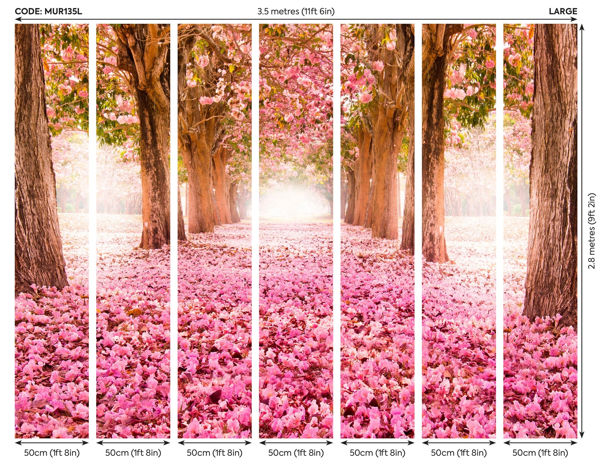 Blossom Trees Rose Pink Mural (Large) by Origin Murals