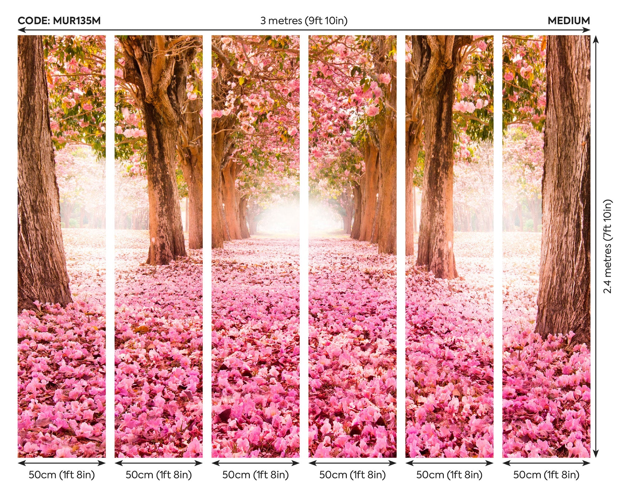 Blossom Trees Rose Pink Mural (Medium) by Origin Murals