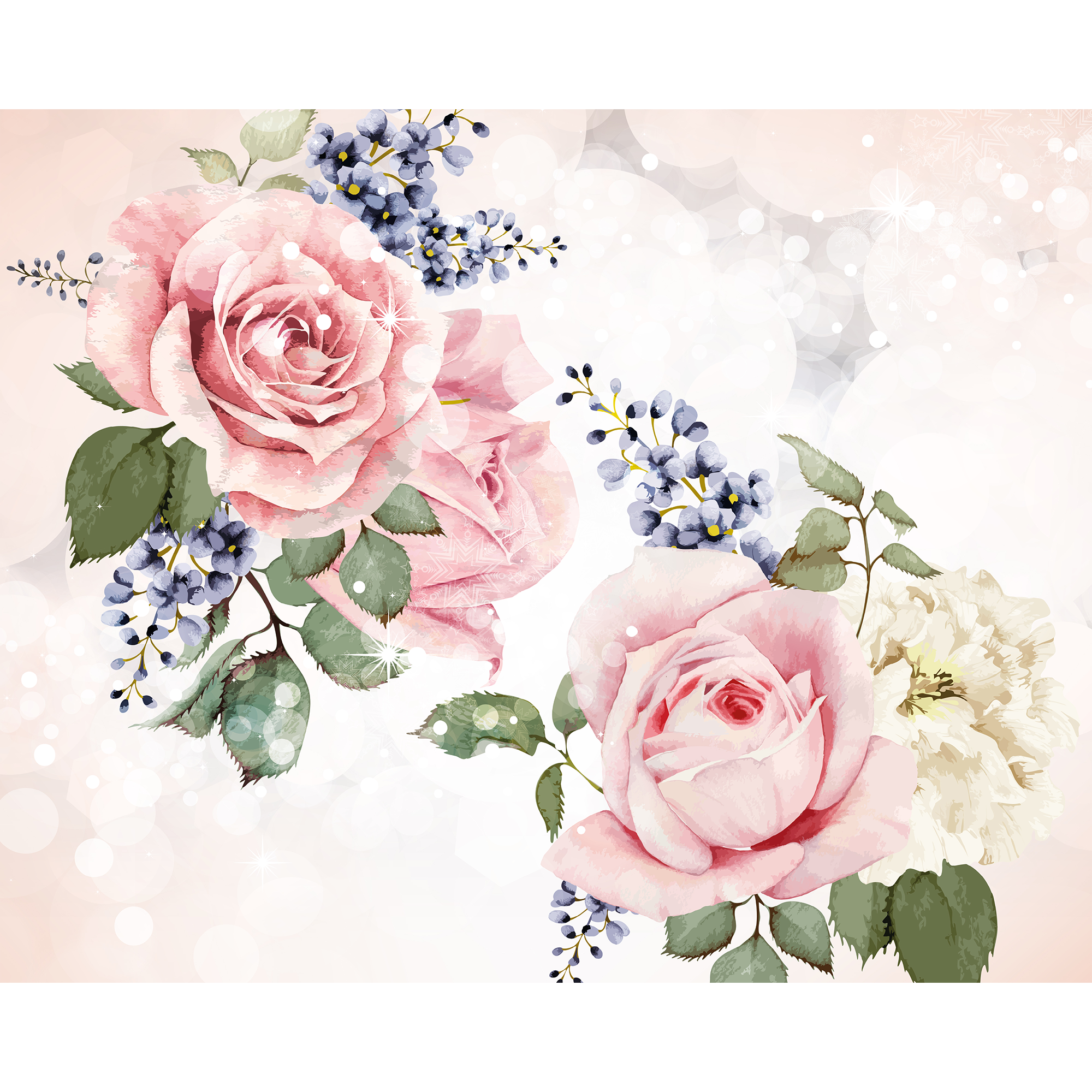Roses & Sparkles Rose Pink Mural (Medium) by Origin Murals