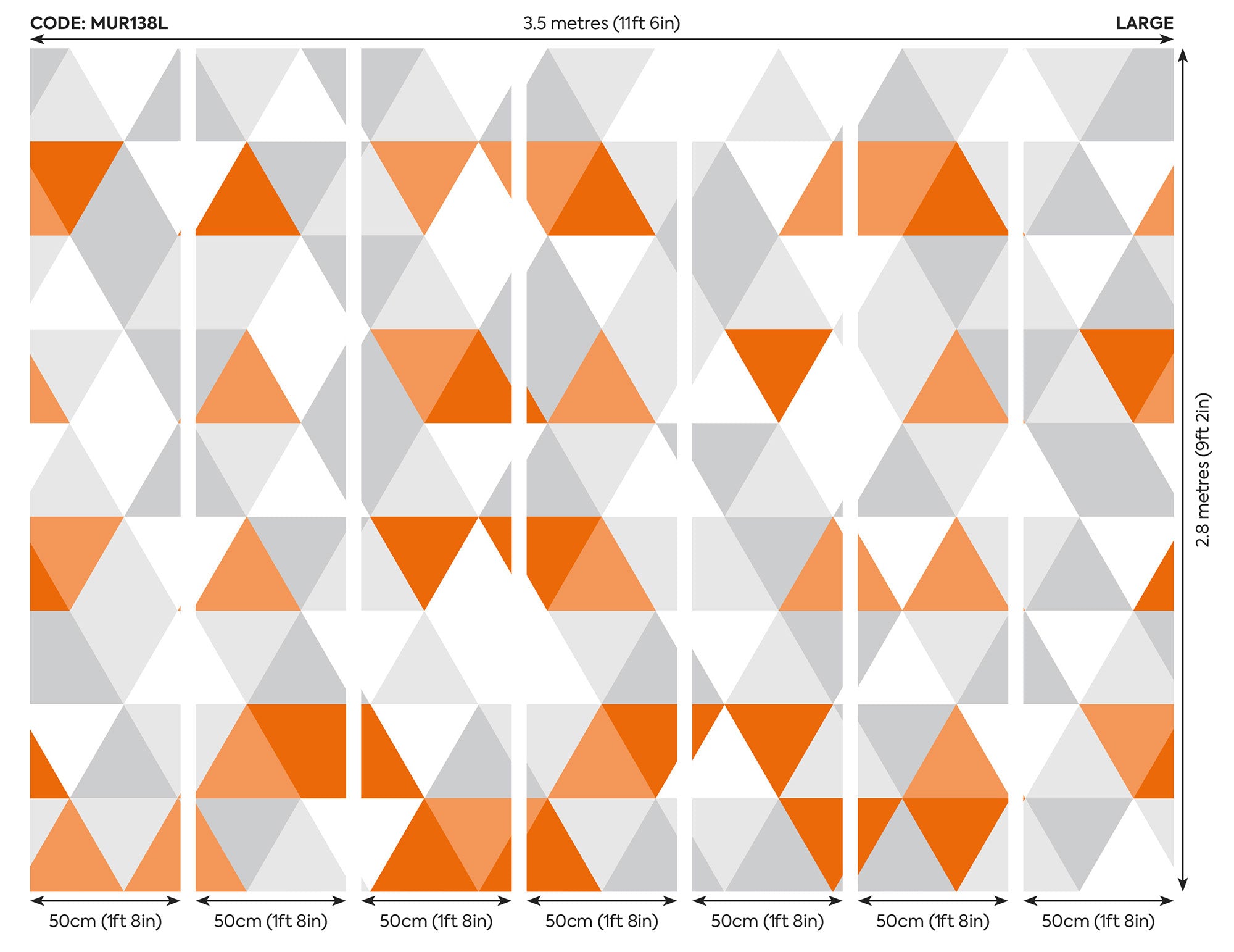 Geometric Tangerine Mural (Large) by Origin Murals