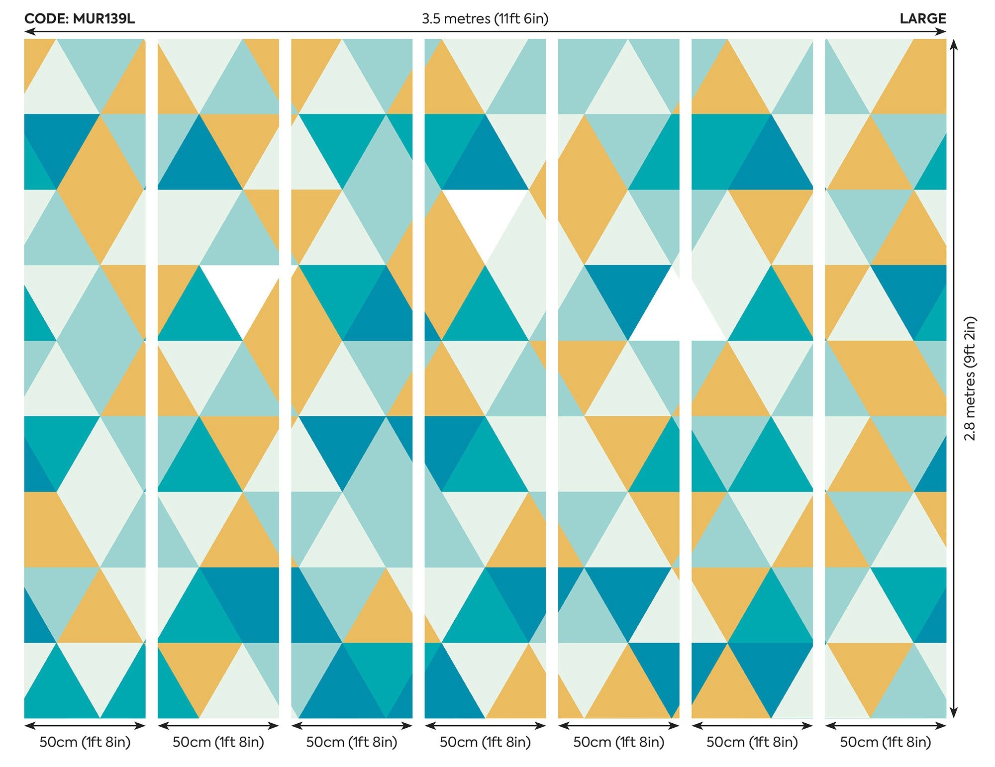 Geometric Jade & Mustard Mural (Large) by Origin Murals