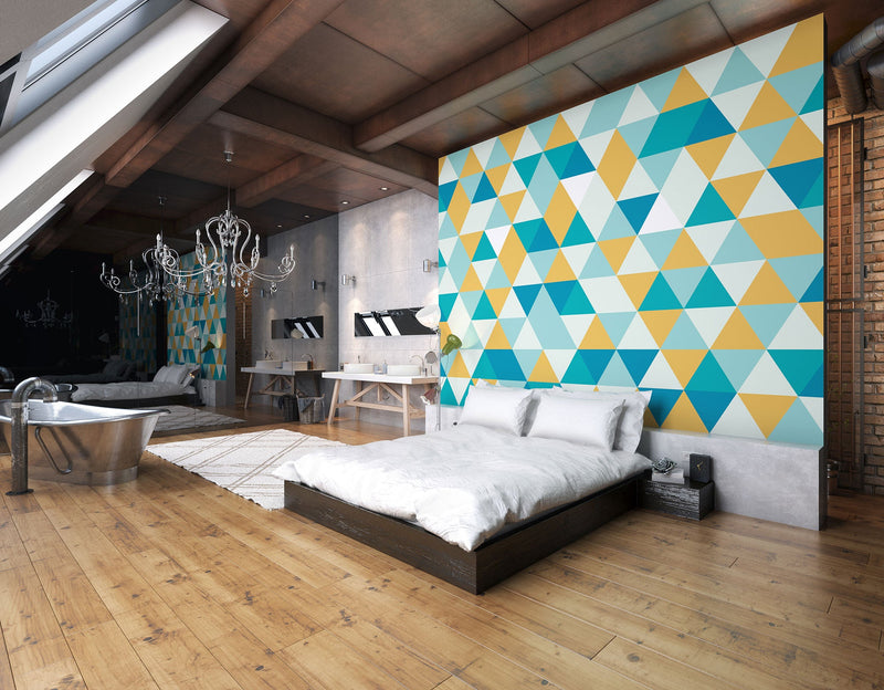Geometric Jade & Mustard Mural (Medium) by Origin Murals