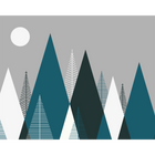 Graphic Mountains Grey & Peacock Mural (Medium) by Origin Murals