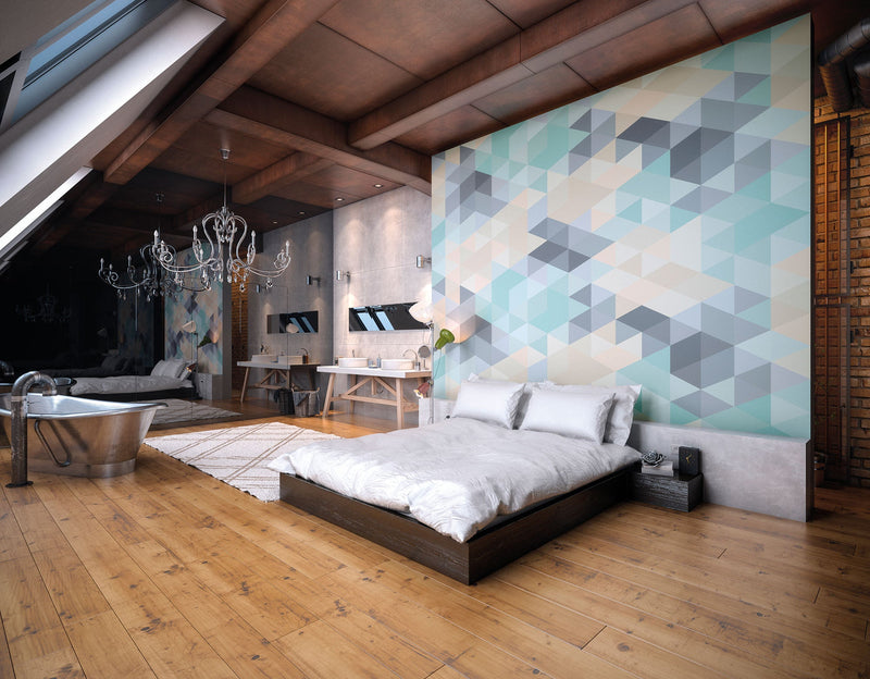 Iso Triangles Duck Egg Mural (Medium) by Origin Murals