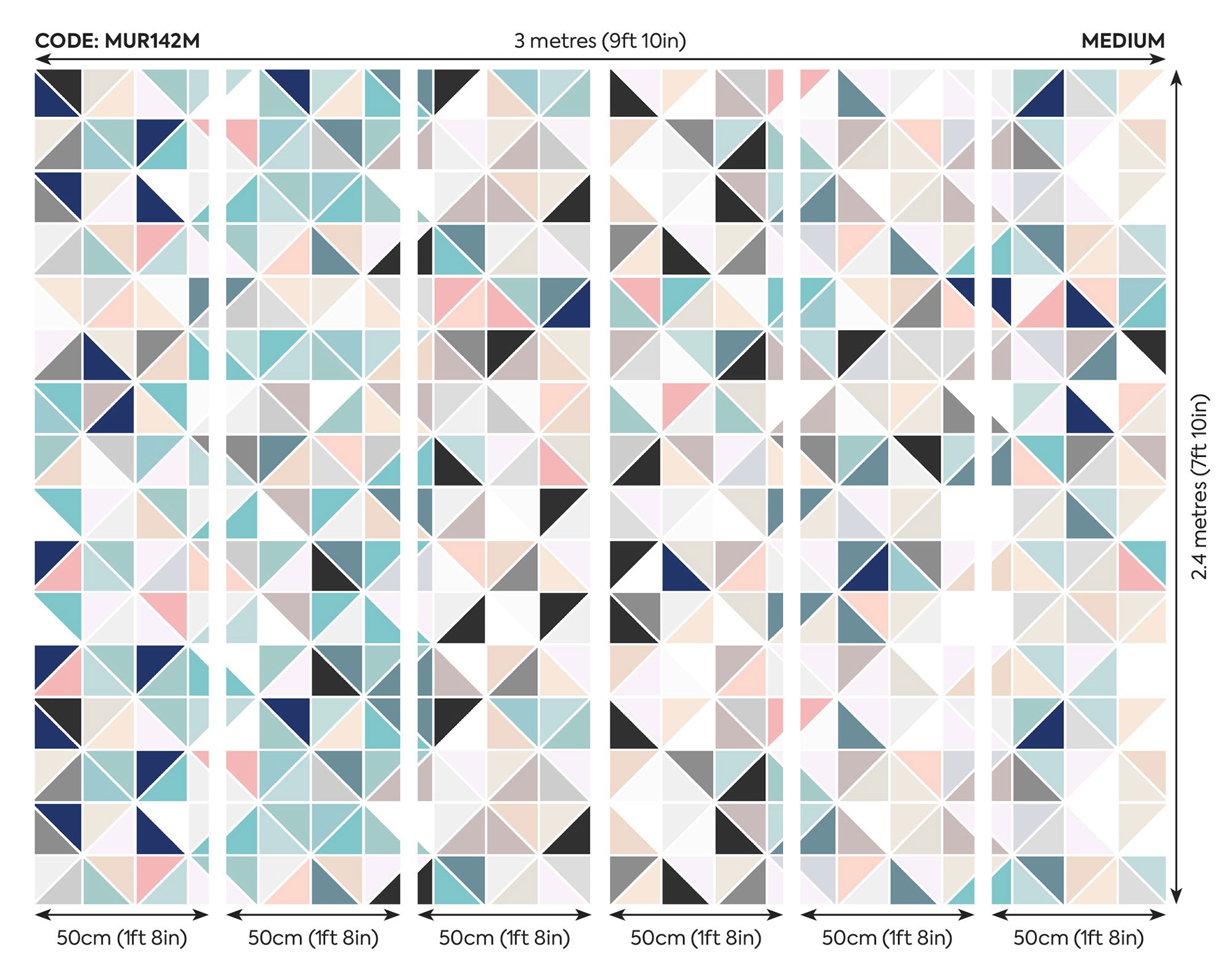 Geometry Blush & Jade Mural (Medium) by Origin Murals
