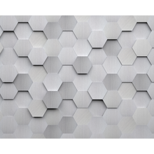 Metal Hexagons Silver Mural (Large) by Origin Murals