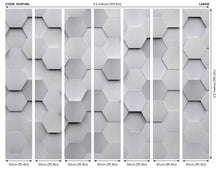 Metal Hexagons Silver Mural (Large) by Origin Murals