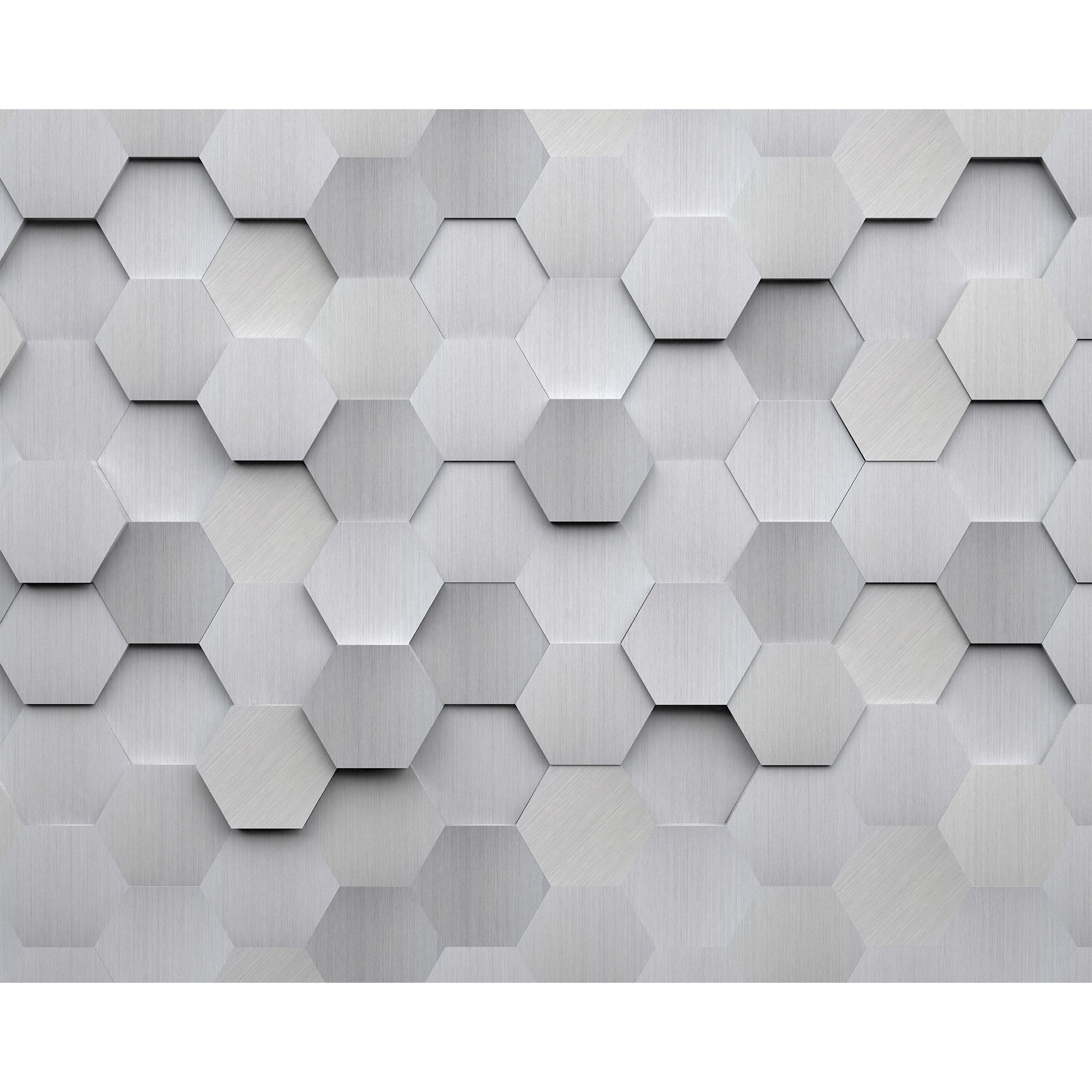 Metal Hexagons Silver Mural (Medium) by Origin Murals