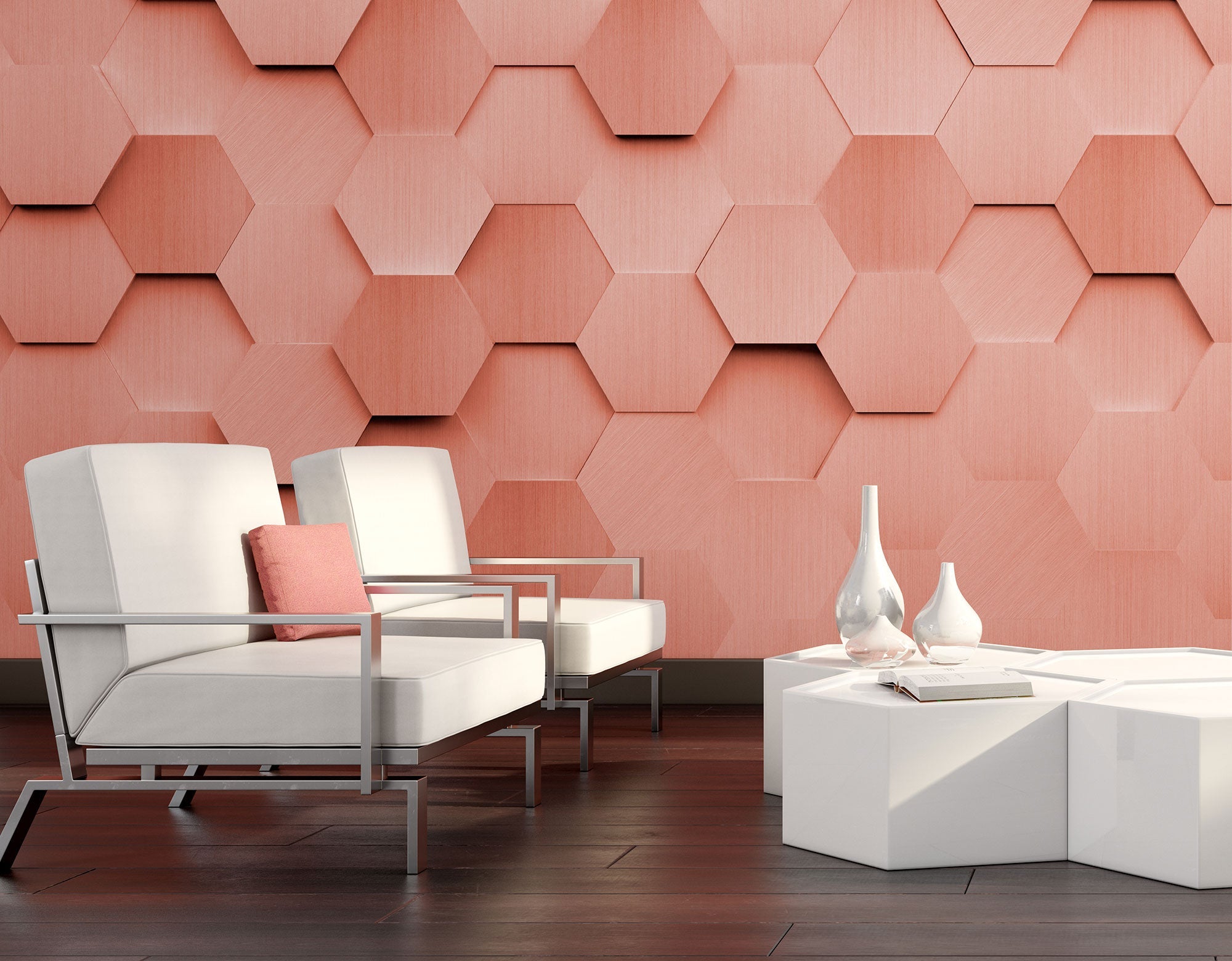 Metal Hexagons Rust Mural (Medium) by Origin Murals