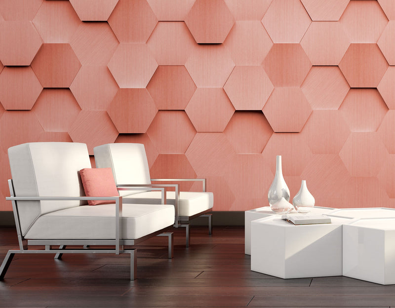 Metal Hexagons Rust Mural (Medium) by Origin Murals