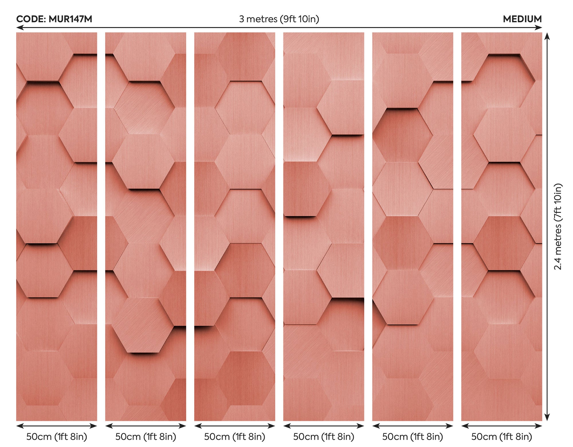 Metal Hexagons Rust Mural (Medium) by Origin Murals