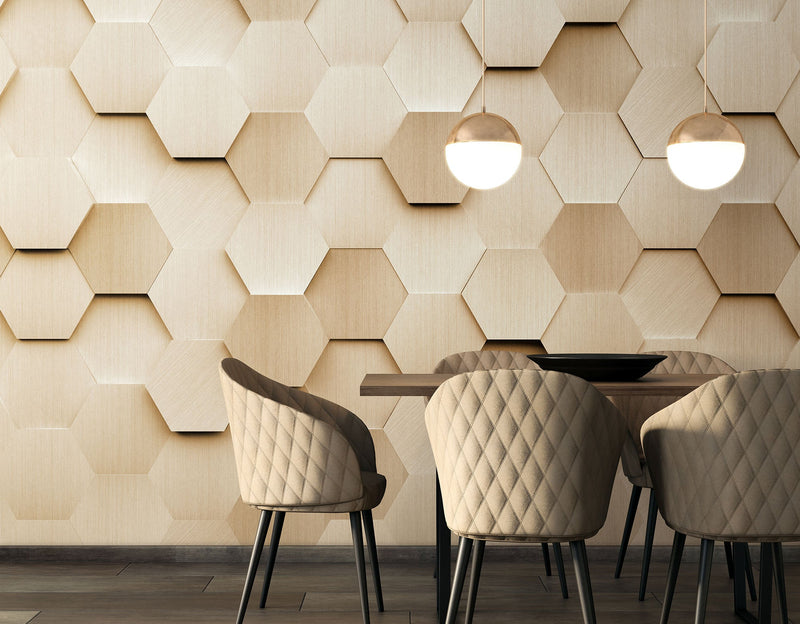 Metal Hexagons Gold Mural (Medium) by Origin Murals