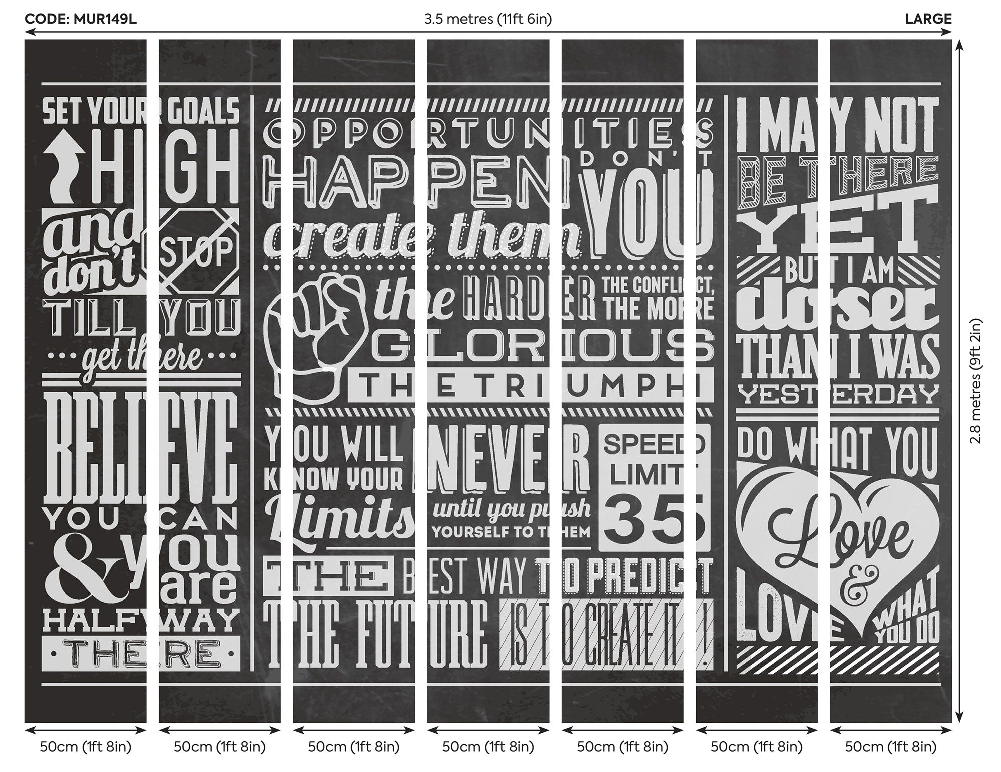 Chalk Quotes Blackboard Mural (Large) by Origin Murals