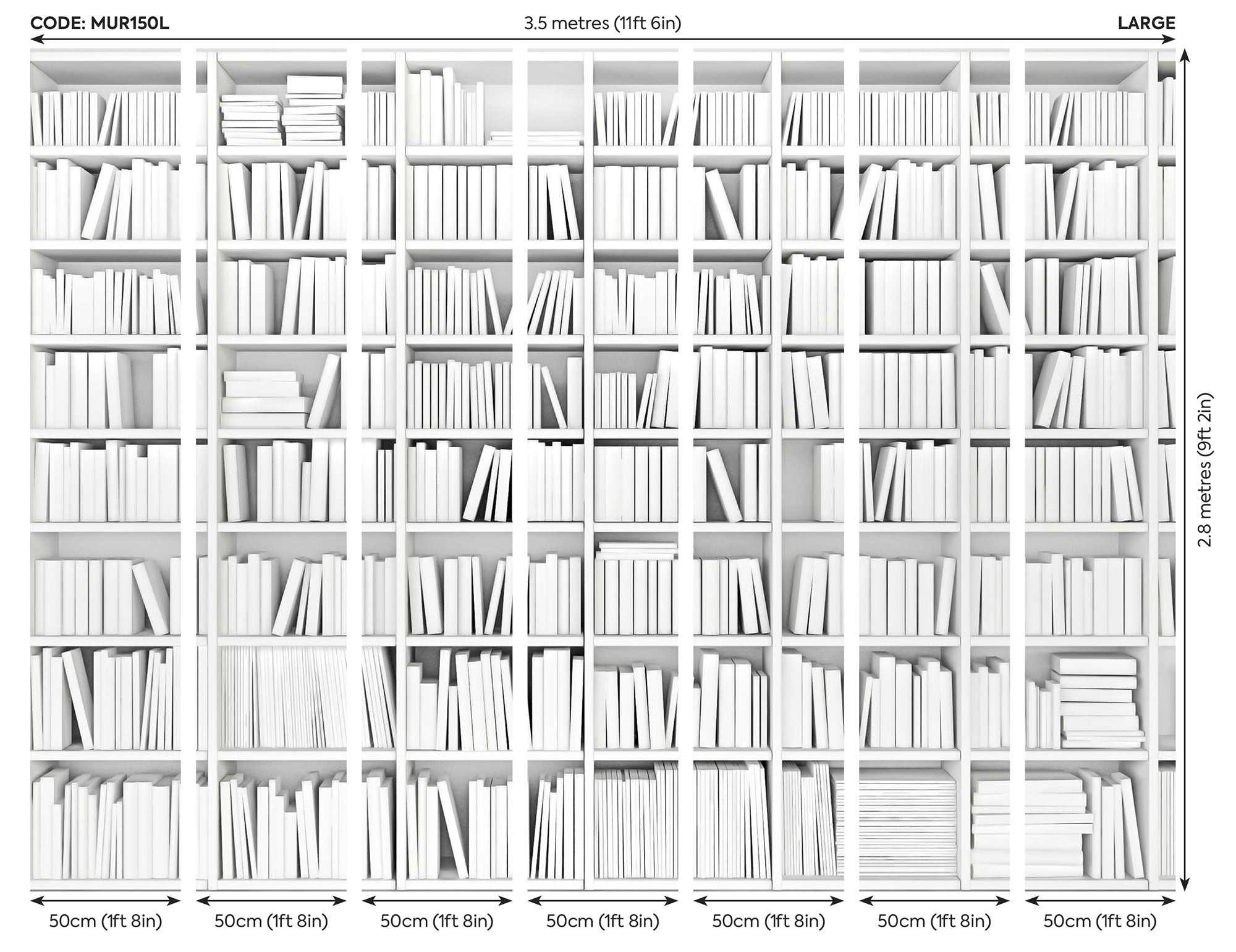 Library White Mural (Large) by Origin Murals