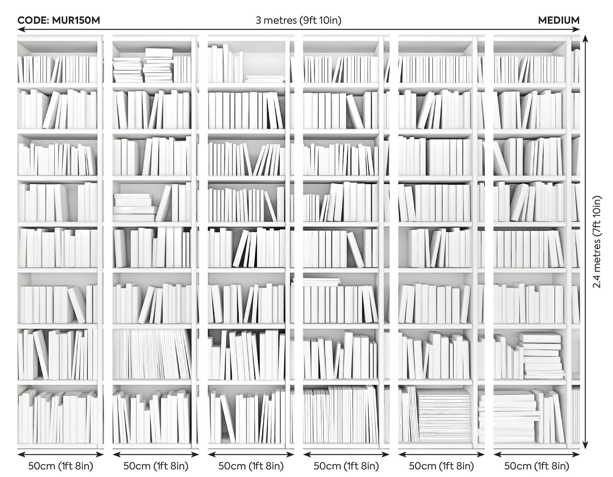 Library White Mural (Medium) by Origin Murals